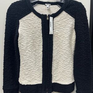 J. Crew Black and Cream Cardigan Sweater
